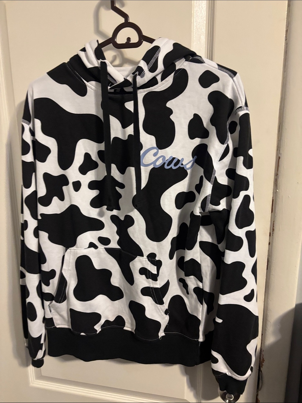 Cows IceCream Allover Print Pullover Hoodie - Black & White